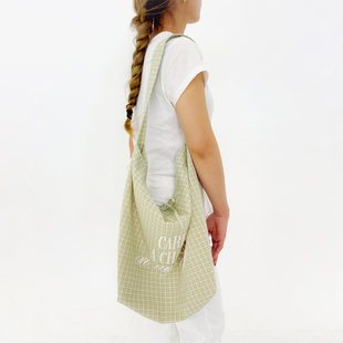 CAC 清新格纹柔软棉质流浪包