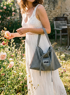 CAC复古格子布帕克小方包