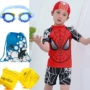 Áo tắm cho trẻ em Bé Baby Baby Spider-Man Áo tắm Lớn vừa và nhỏ Trẻ em Chia tay áo ngắn Quần bơi mặt trời - Đồ bơi trẻ em quần áo sành điệu cho be gái