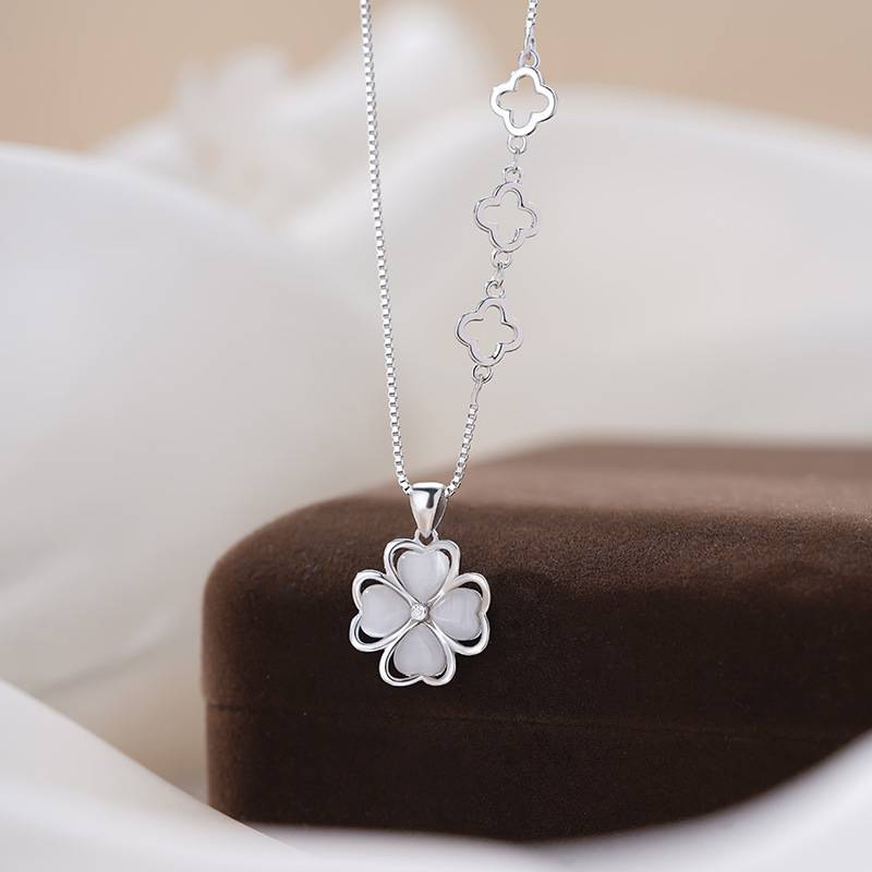 999足银轻奢四叶草项链女气质韩版简约小众高级感锁骨链