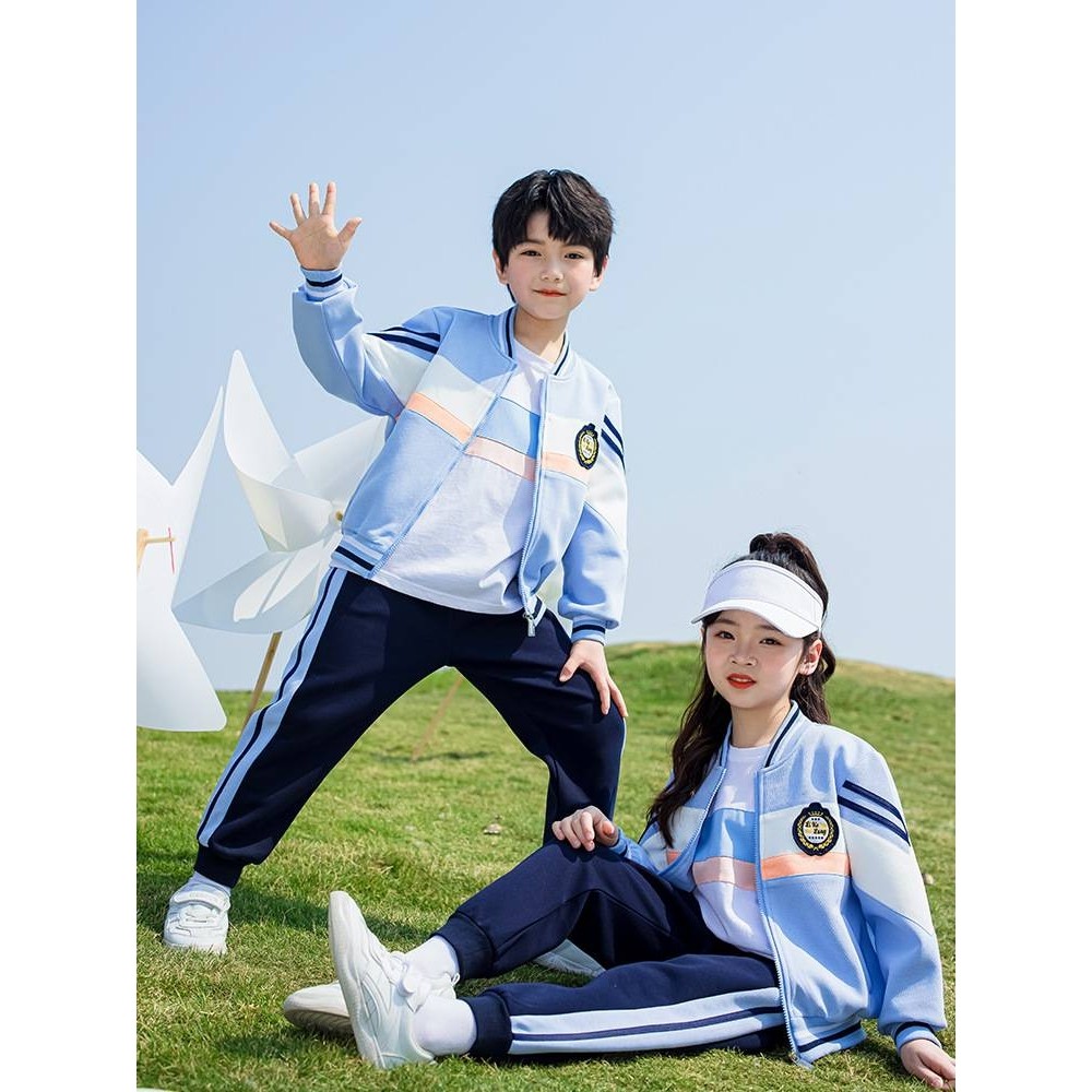 丽可珑新款儿童校服套装定做春秋装小学生班服幼儿园老师园服短袖