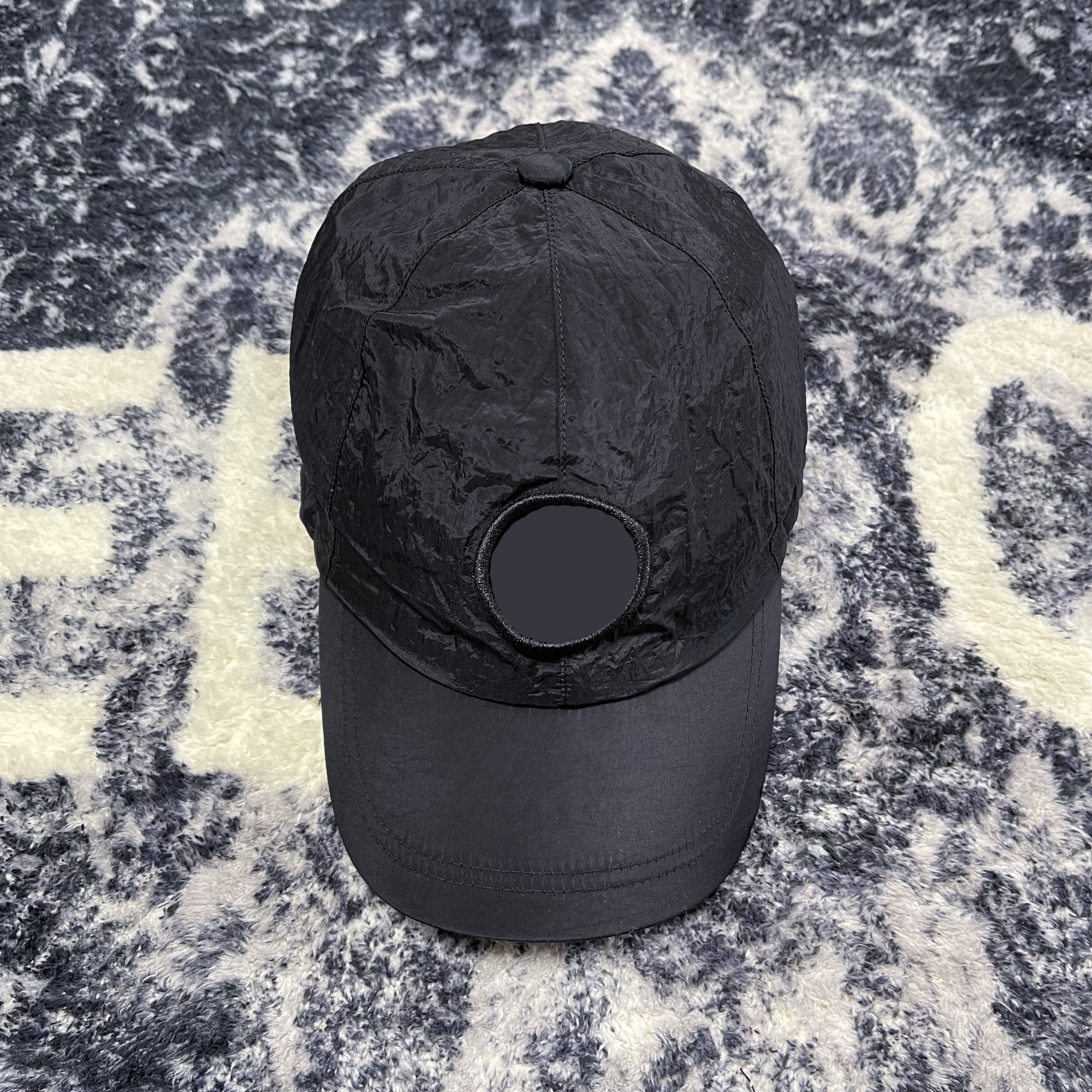 19Ss 6601 Nylon Metal Hat Stone Metal Nylon Cap Black Silver Men and Women Couple In Stock
