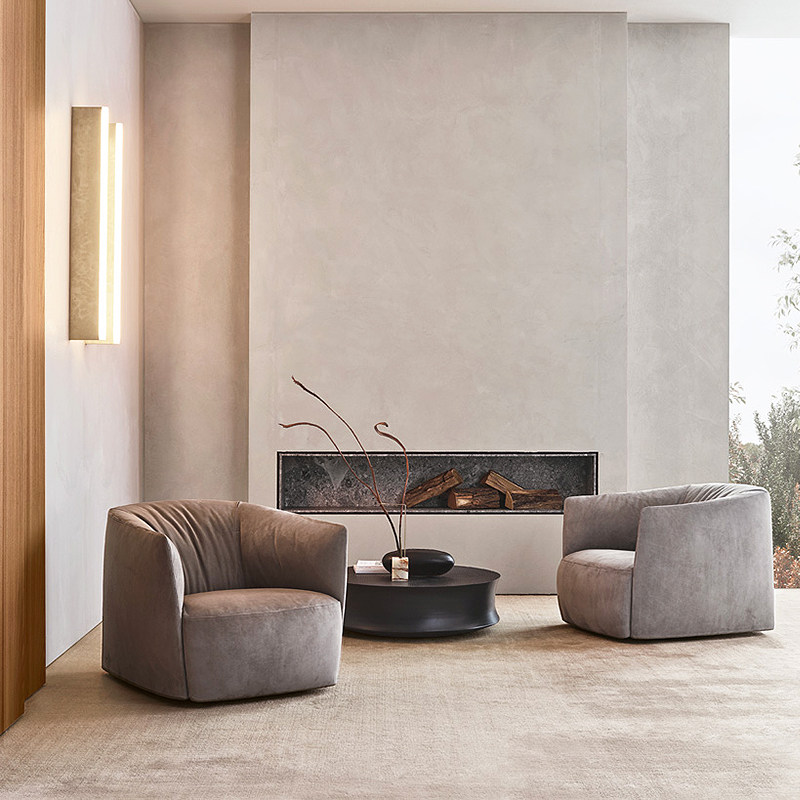 意式极简poliform茶几客厅诧寂风小户型矮几设计师圆形茶桌咖啡桌