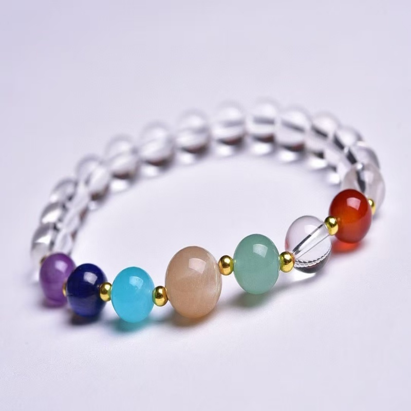 天然白水晶多宝五xing能量女手链