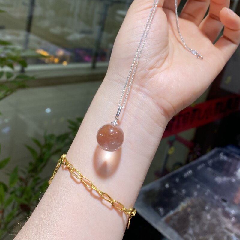 天然双A白水晶小灯泡吊坠锁骨链