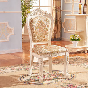餐椅现代花实木酒店休闲椅白色美甲书桌麻将家用靠背餐桌椅 欧式