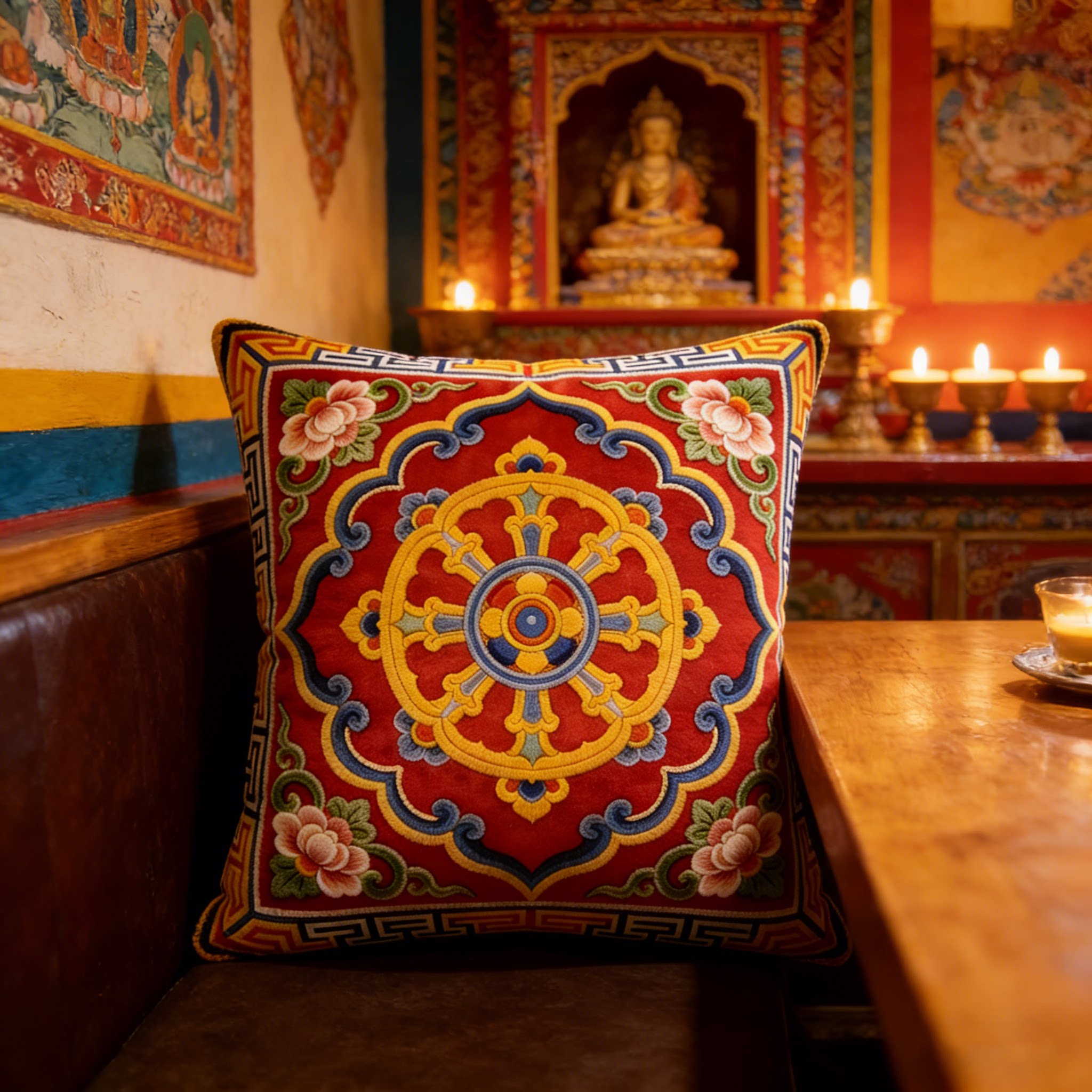 藏式民族风藏族民宿棉麻抱枕酒吧饭店靠垫坐垫靠背床头靠垫可拆洗