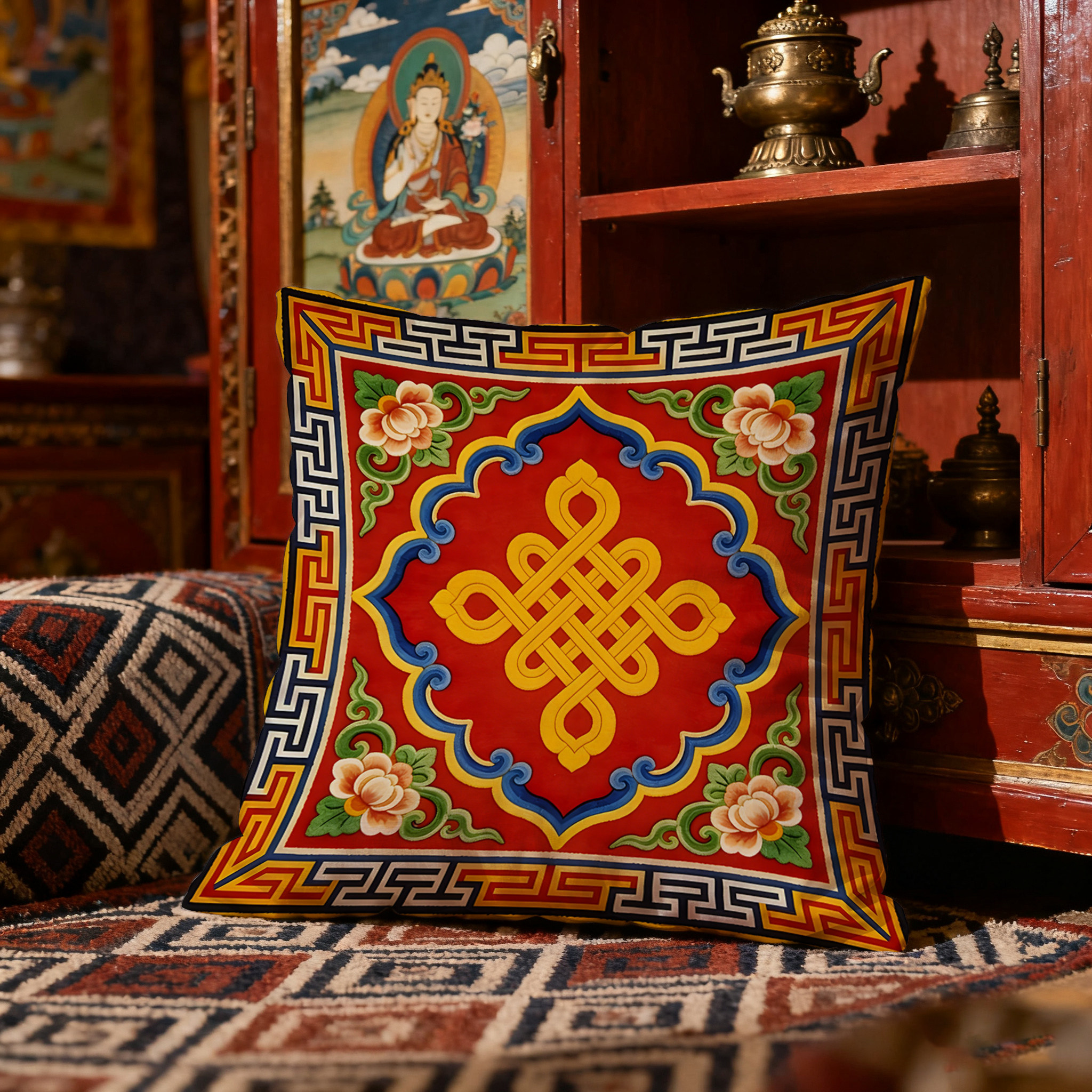 藏式民族风藏族民宿棉麻抱枕酒吧饭店靠垫坐垫靠背床头靠垫可拆洗