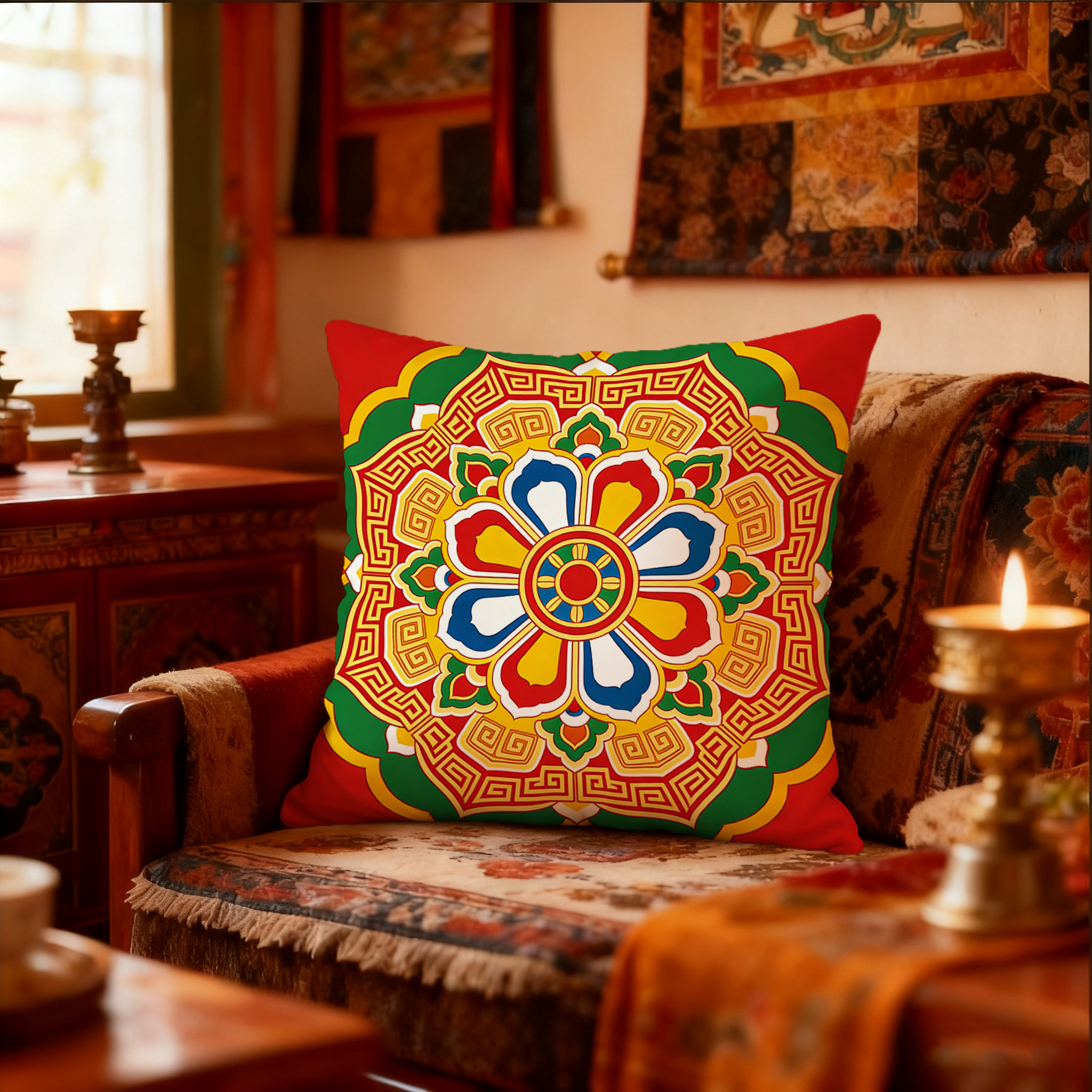 民族风西藏藏式抱枕车枕沙发床上垫子靠枕可拆洗棉麻绒布靠垫靠垫