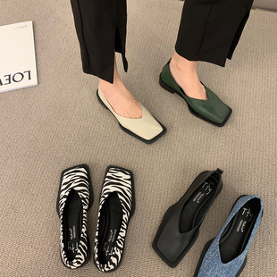 Fashion Loafers Simple Mary Jane Shoes Square Toe Outdoor Wo