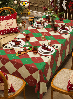 Christmas tablecloths waterproof Christmas decorations cloth