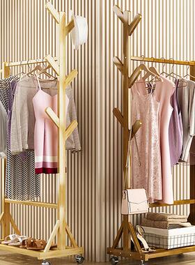 Big coat rack stand clothes holder hat hanger wooden cloth