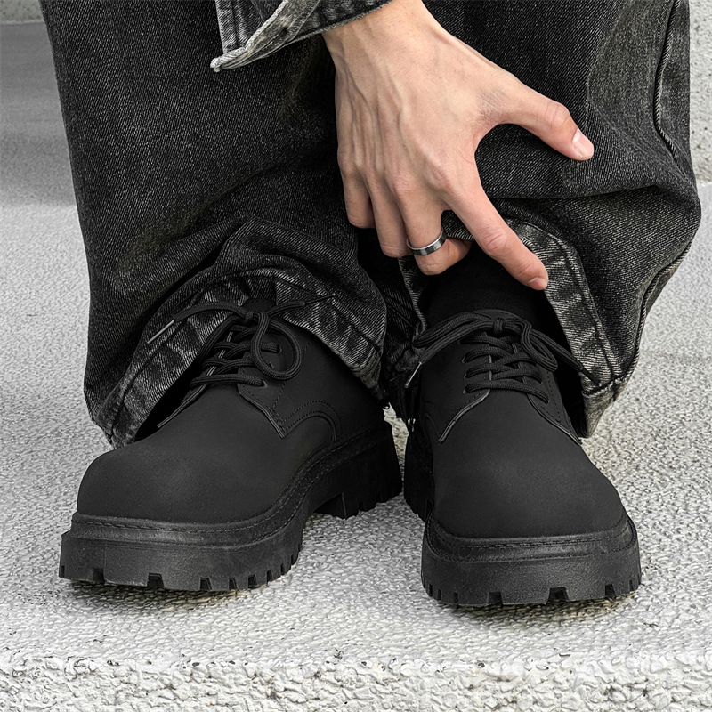 大头德比皮鞋男士低帮厚底增高英伦风青春休闲皮鞋个性小众马丁靴