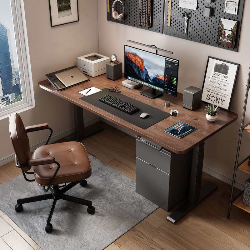 书桌工作台智能家用卧室站立胡桃色电动可升降电脑桌智能升降桌,住宅家具,电动升降桌,淘宝优惠券,粉丝福利购,淘宝优惠卷