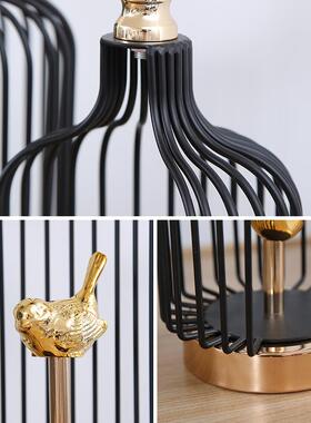 中式现代简约鸟笼家居摆件高级感创意复古客厅书房金属装饰工艺品