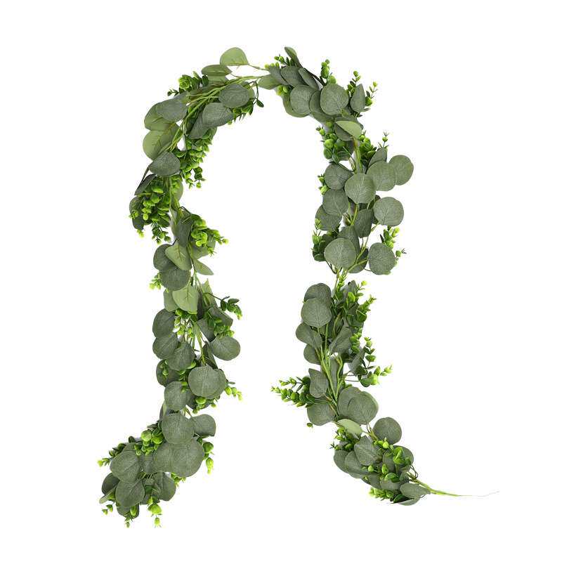 仿真尤加利叶藤条 仿真金钱叶藤条 婚礼布展路引装饰桉树叶藤条