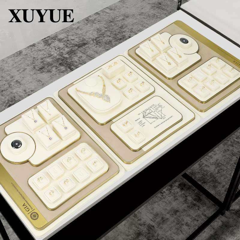 旭跃米白色饰品展示超纤高级感钻石裸钻展示柜台陈列珠宝展示道具,饰品/流行首饰/时尚饰品新,首饰展示架,淘宝优惠券,粉丝福利购,淘宝优惠卷