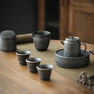 黑玄黑陶公道杯陶瓷均杯粗陶分茶器简约茶海复古中式功夫茶具公杯