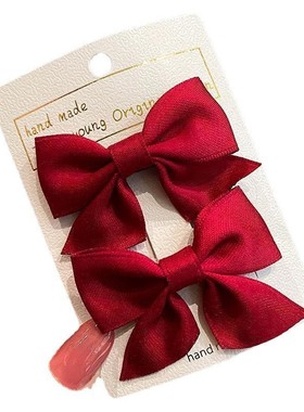 儿童蝴蝶结发饰红色小夹子发卡女孩发夹女童网红宝宝公主头饰前额