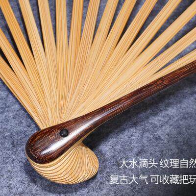 95寸18大水滴红芝麻棕竹折扇文玩扇子男手工扇骨宣纸苏工扇面