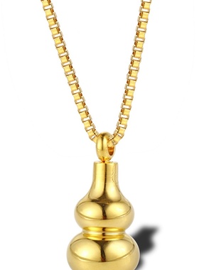 ins风简约钛钢镀18K金实心小葫芦项链 潮人个性男女嘻哈街头吊坠