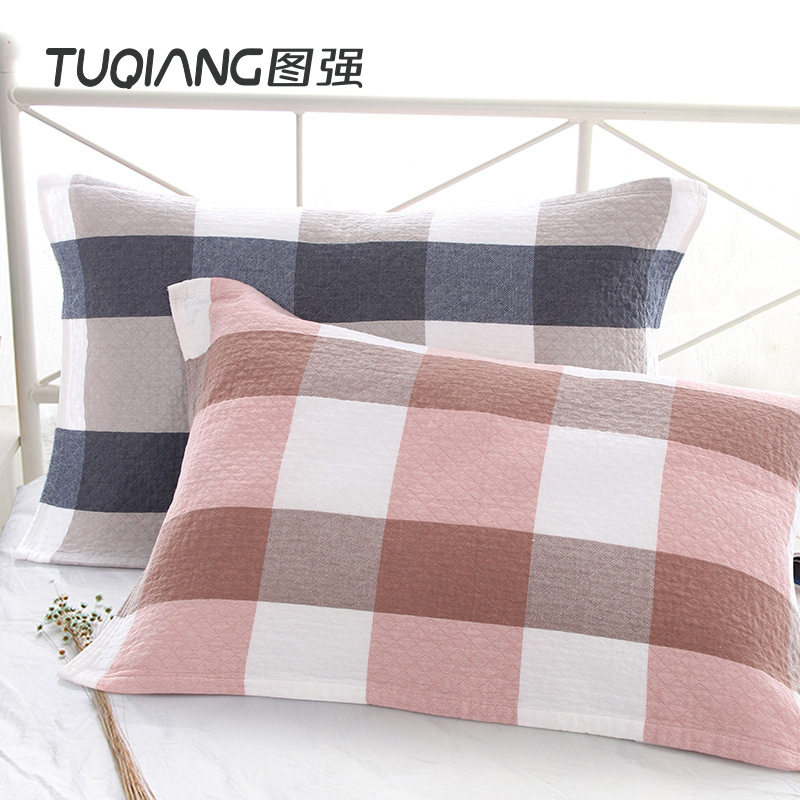 图强单条枕巾纱布加大加厚枕头巾四季学生成人欧式情侣纯棉毛巾