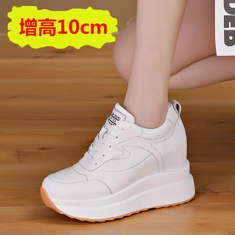 品牌特价内增高10cm女鞋2025新款小白鞋时尚百搭小个子厚底松糕鞋