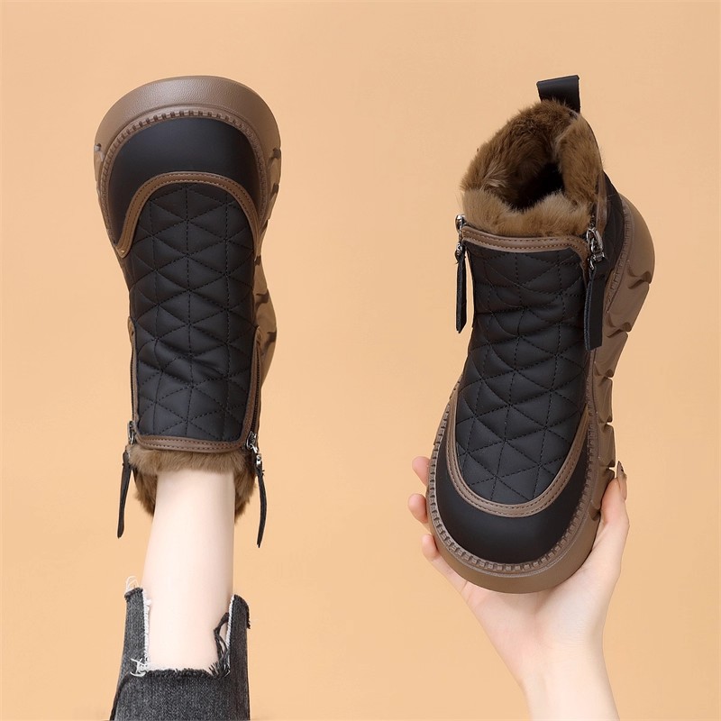 品牌撤柜厚底雪地靴女款皮毛一体短筒棉靴冬季加绒保暖东北大棉鞋