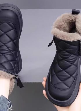 断码品牌鞋真皮厚底雪地靴女款冬季平底防滑短靴加绒加厚保暖棉靴
