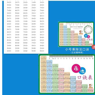 九九乘法口诀表卡片数学二年级99口诀表背诵神器挂图墙贴教具启蒙