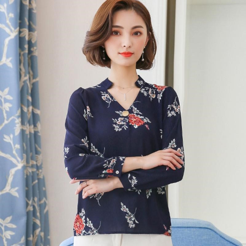 女士上班穿的碎花衬衣早秋长袖小立领大码雪纺衫花色衬衫打底衫潮|msdalam kategori Butik wanita / wanita, shirt - dari Buy2taobao.com untuk memberikan perkhidmatan ejen Taobao profesional membeli