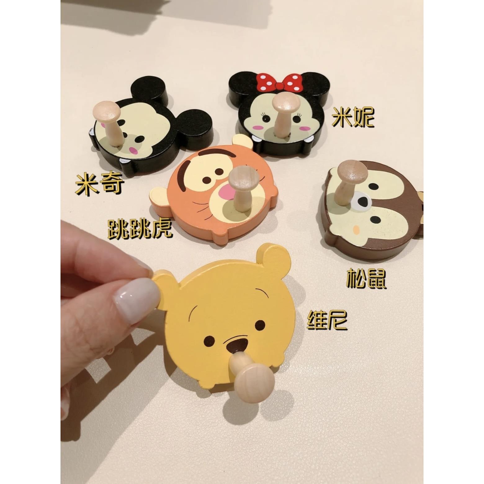 创意可爱动物卡通强力免打孔木质挂钩日用居家粘钩衣帽墙壁挂件