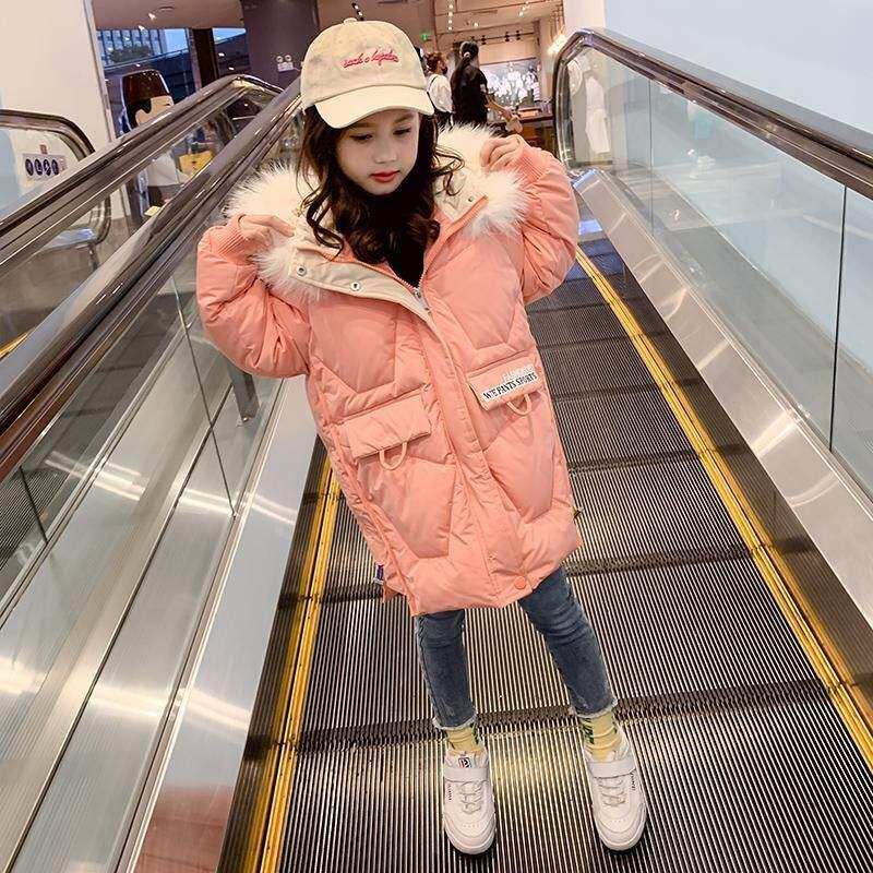 女童棉衣冬装2020新款洋气中大儿童装冬季羽绒棉服中长款外套棉袄
