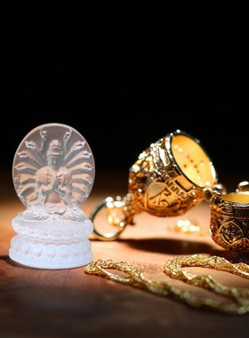 2026镶锆石琉璃生肖八大守护神佛像花开见佛嘎乌盒吊坠香囊装藏真