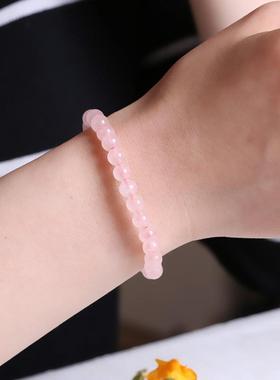2025粉红色水晶手链粉水晶手链女款招桃花天然少女心手链ins 超仙