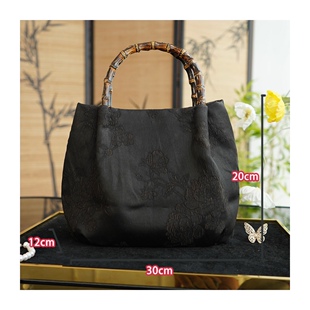 新潮香云纱包包女士重工竹节新款大容量桑蚕丝中式国风女包手拎包