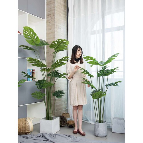 北欧仿真龟背植物 龟背叶盆栽大叶装饰 ins风龟背竹落地绿植摆设