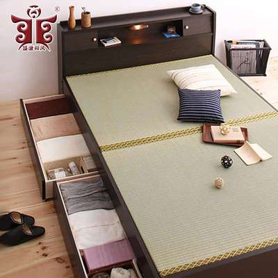 盛唐和风菱形蔺草席亚麻棕芯榻榻米床垫和室地台塌塌米垫