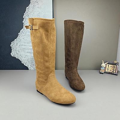 加绒平底百搭长筒靴2025新款女款冬款靴子女爆款长靴不累脚时装鞋