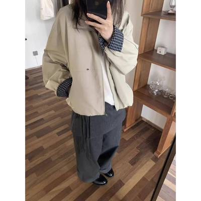 米鹿冲锋衣外套女款2025新款秋装工装夹克小个子棒球服短款风衣女