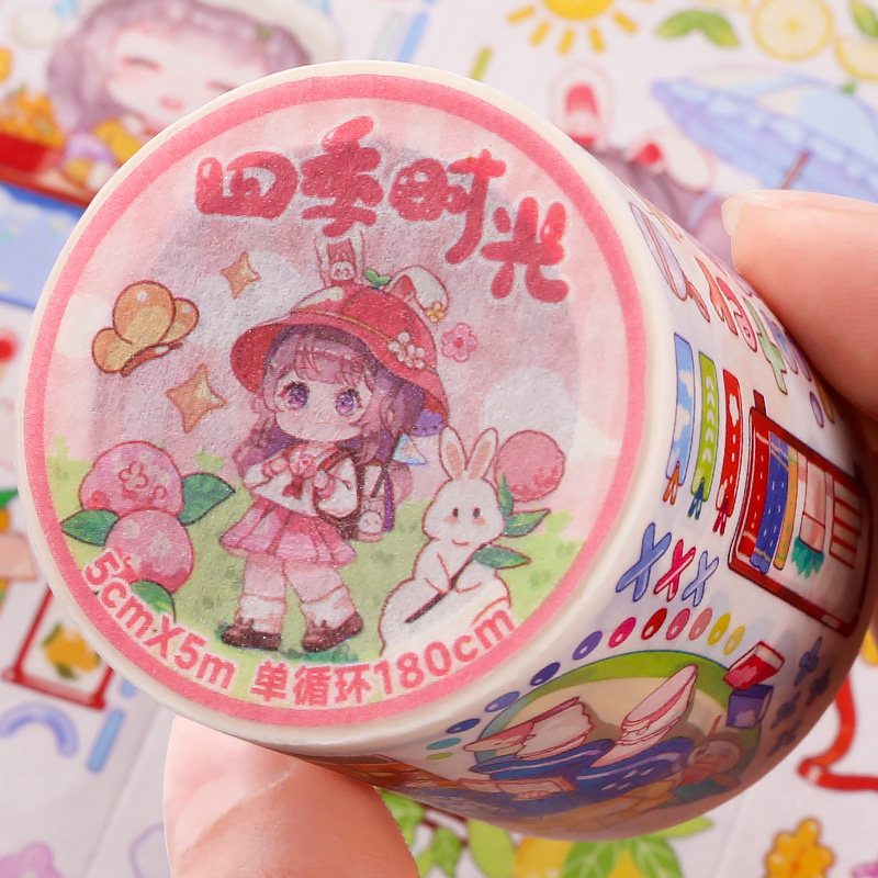 折耳妹妹胶卷机灵姐胶带新品四季时光手帐胶带整卷全套手帐贴纸套装手
