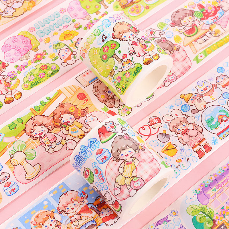 物社新款超长循环特油防水儿童女孩贴画可爱卡通装饰小图案手杖贴贴纸