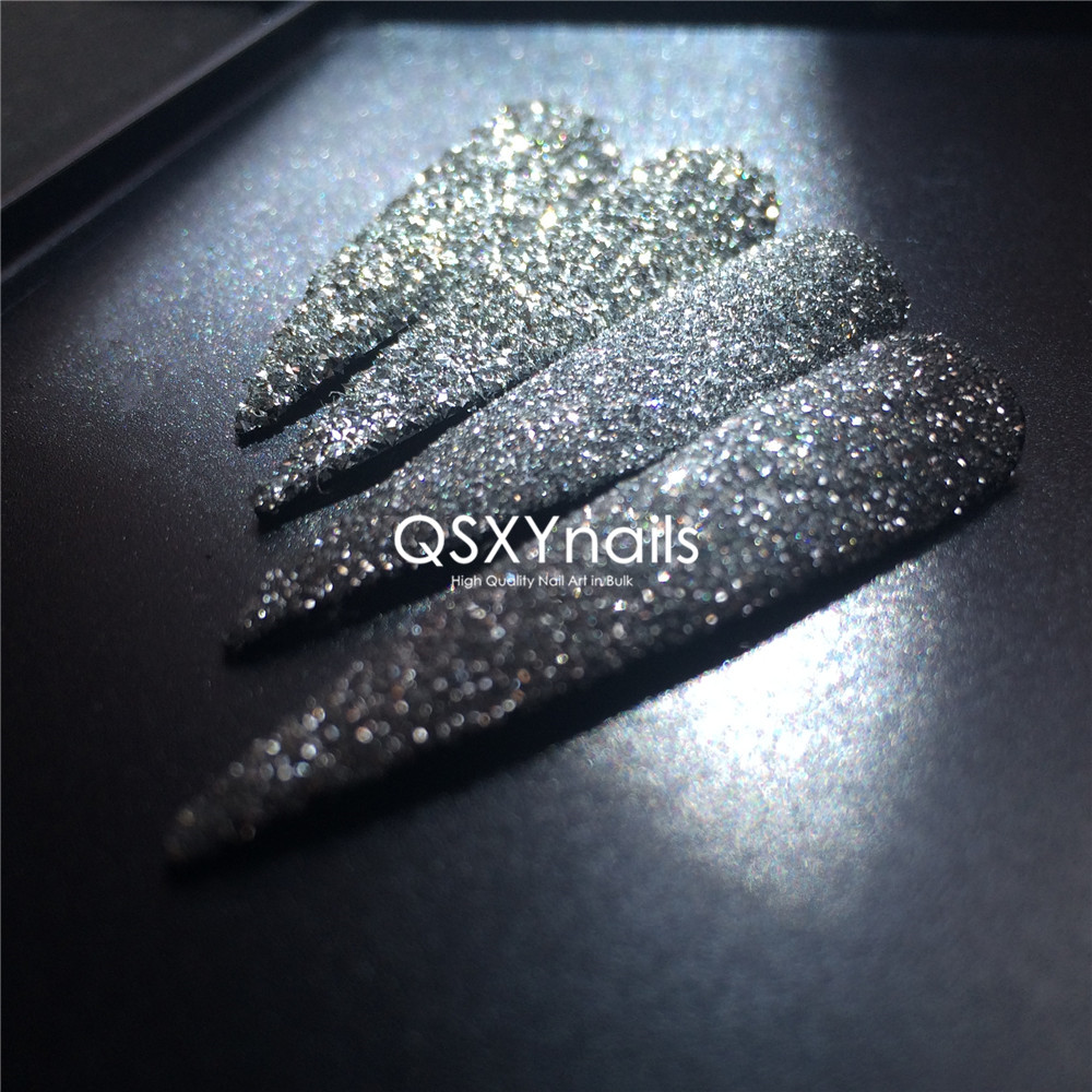 QSXYnails 3g装 爆闪反光碎钻银粉GALAXY璀璨星河 浅银和黑银系列