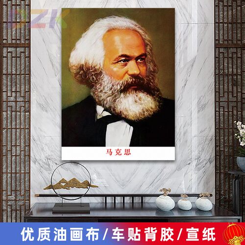 马克思画像墙画外国领导人客厅壁画中外名人会议室大厅装饰海报t6