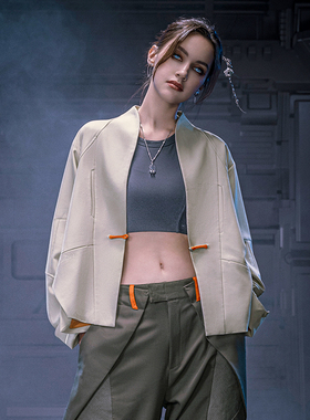 XIPHEVIL「无形唐装_短款」中国风高街赛博极简新中式薄唐装外套