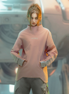 不作恶「矩阵特攻卫衣_拒水」赛博朋克嵌入式结构立裁套头外套