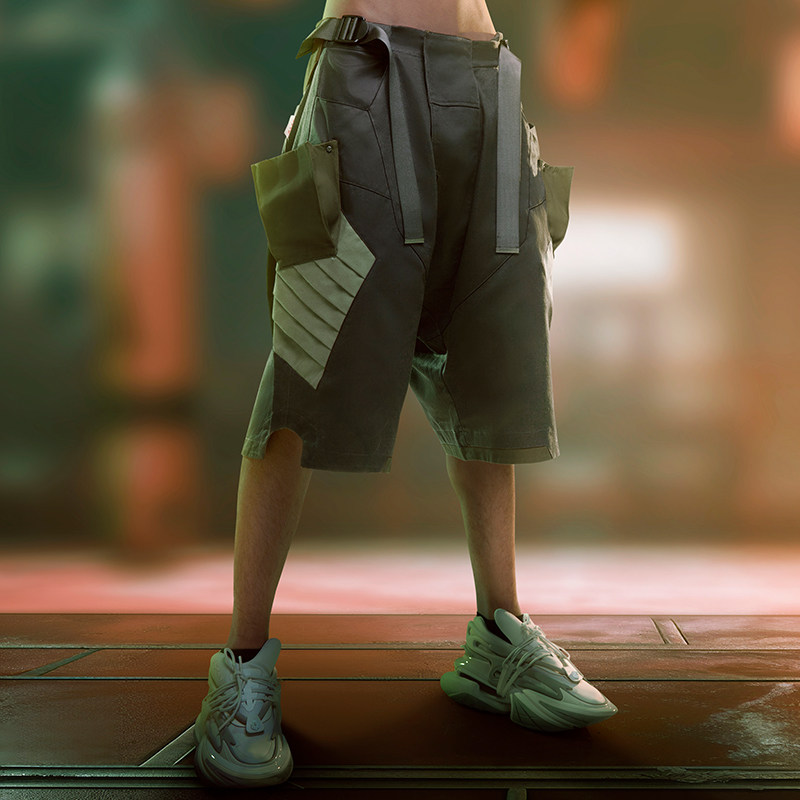 不作恶「街拳动力短裤」赛博朋克宽松落裆多口袋免腰带六分裤夏季,男装,休闲裤,淘宝优惠券,粉丝福利购,淘宝优惠卷