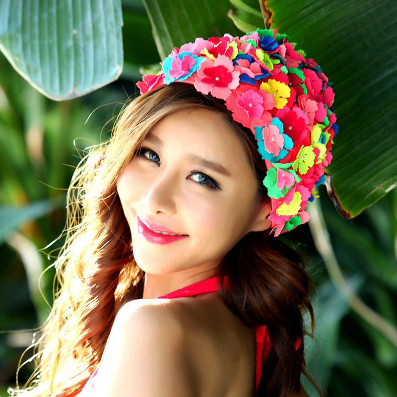 新款时尚泳帽纯手工缝制立体花瓣泳帽沙滩温泉度假女士游泳帽在类目 童装/婴儿装/亲子装, 儿童泳装, 泳帽中 - 来自Buy2taobao.com提供专业的淘宝代购服务