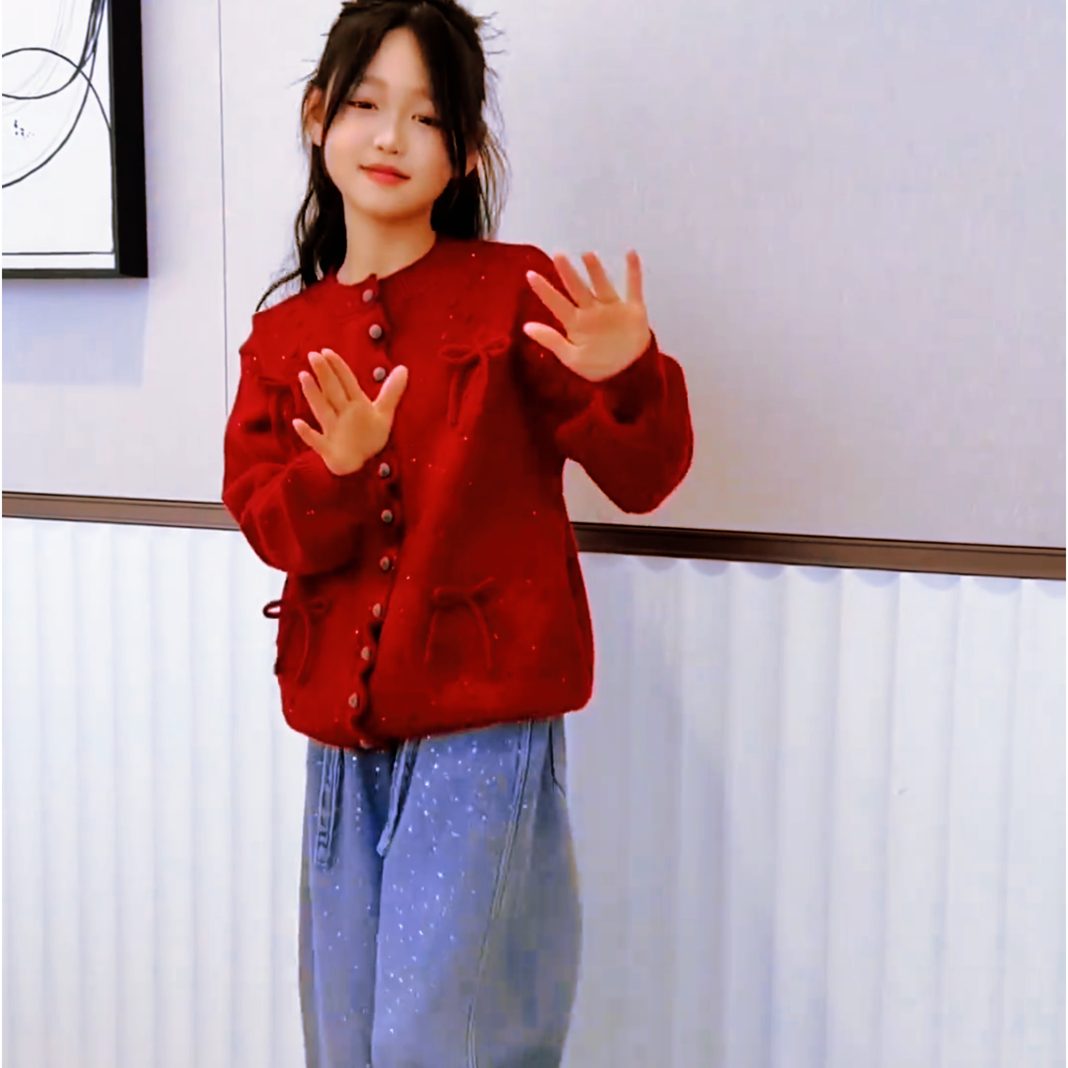 女童过年衣服本命年12岁套装红色毛衣加厚冬款2025新款女大童年