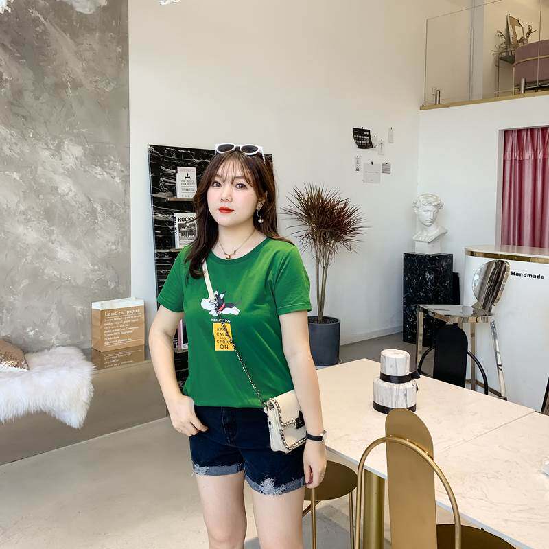 Caiduobao Yangqi 2019 Fat sister new pattern Summer wear Cartoon Dogs printing Large Women's wear Cover the belly T-shirt Z0278in the Women's clothing/Boutique , Large size women  category - from Buy2taobao.com to provide professional Taobao agent buy service